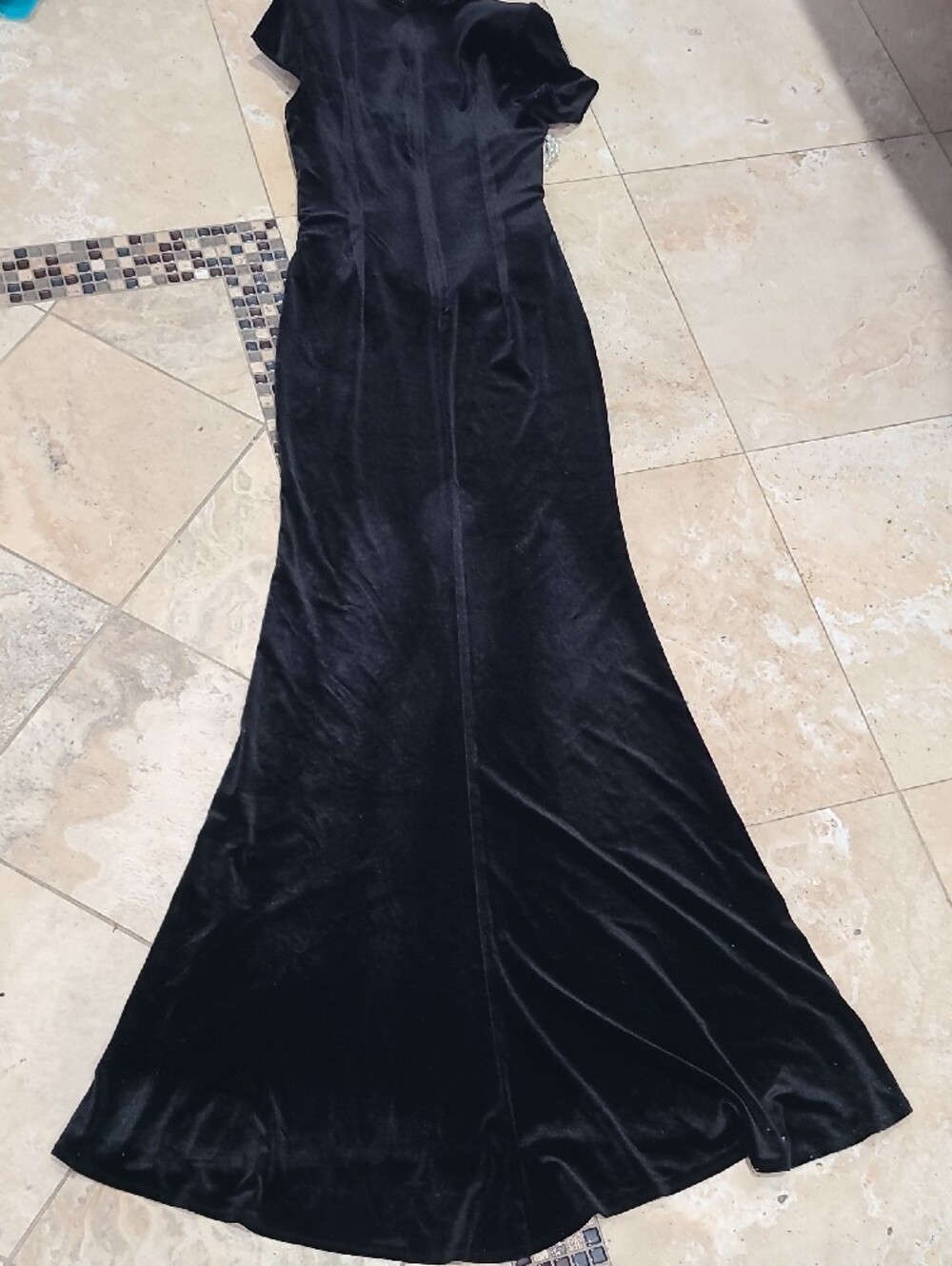 Mew Mews  Black Velvet Prom Dress with Pearl Beaded Bodice - Picture 11 of 14
